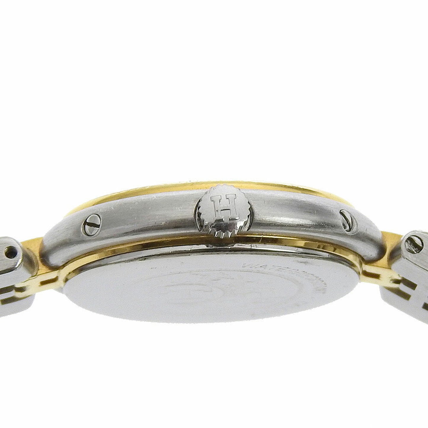 Hermes Hermes Profile Date Watch Stainless Steel X Gold Plated Quartz Analog Display White Dial