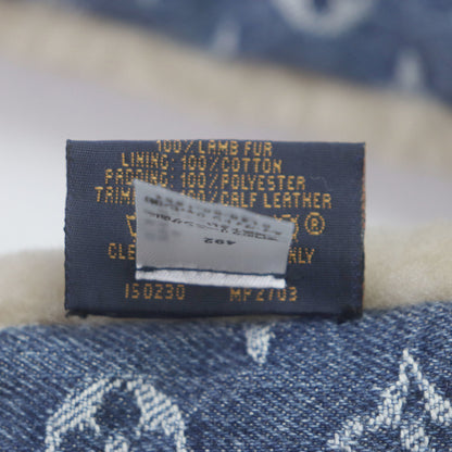 Louis Vuitton Nigo Echarpe Shearling Monogram Denim Leather Patch Reversible Scarf Blue/Beige With