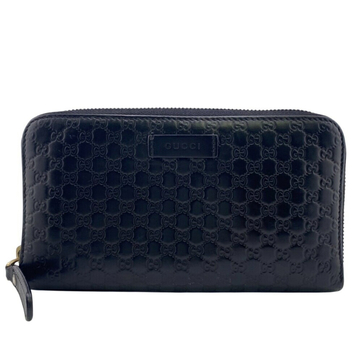 Gucci 449391 Round Zip Wallet Micro Guccissima Long Black