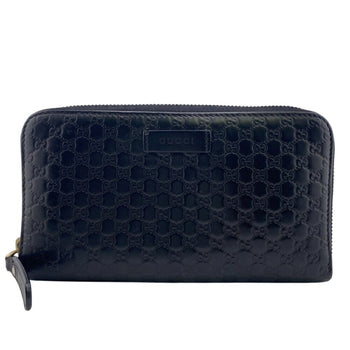 Gucci 449391 Round Zip Wallet Micro Guccissima Long Black