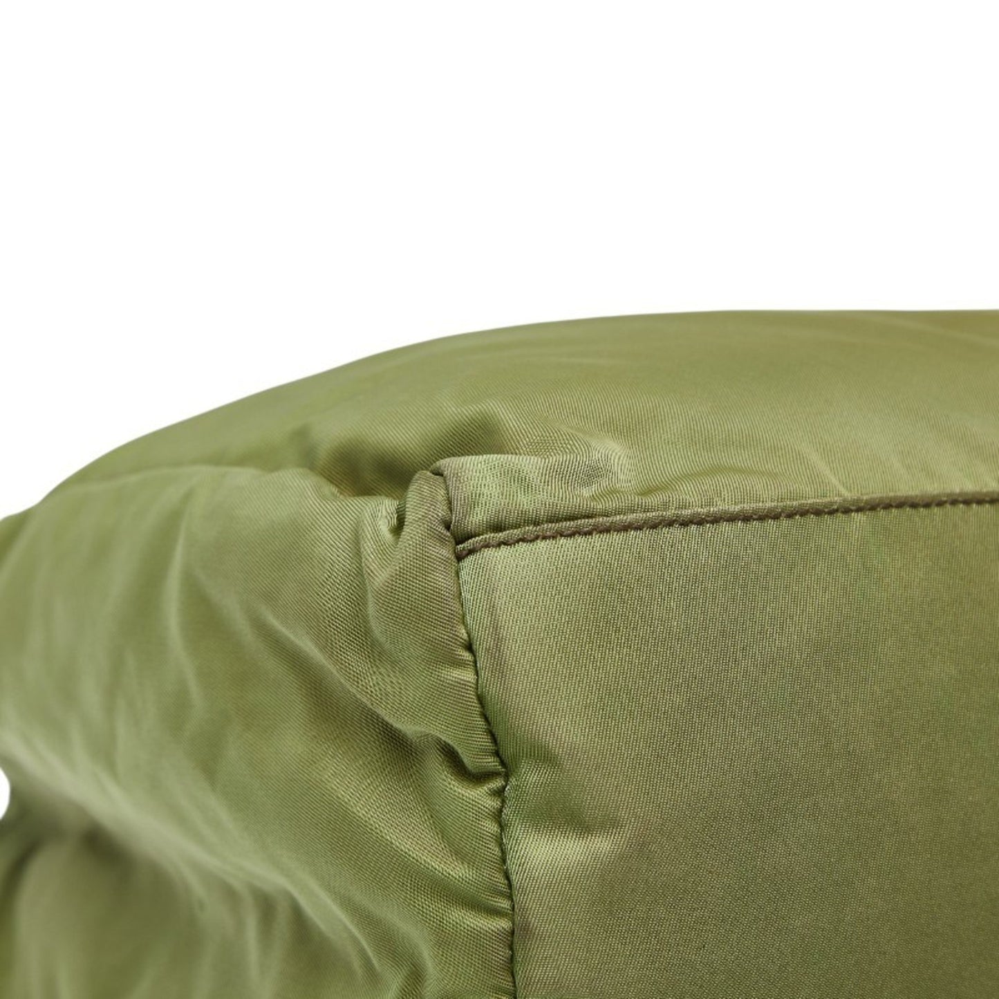 Prada Triangle Logo Plate Tote Bag Green Nylon