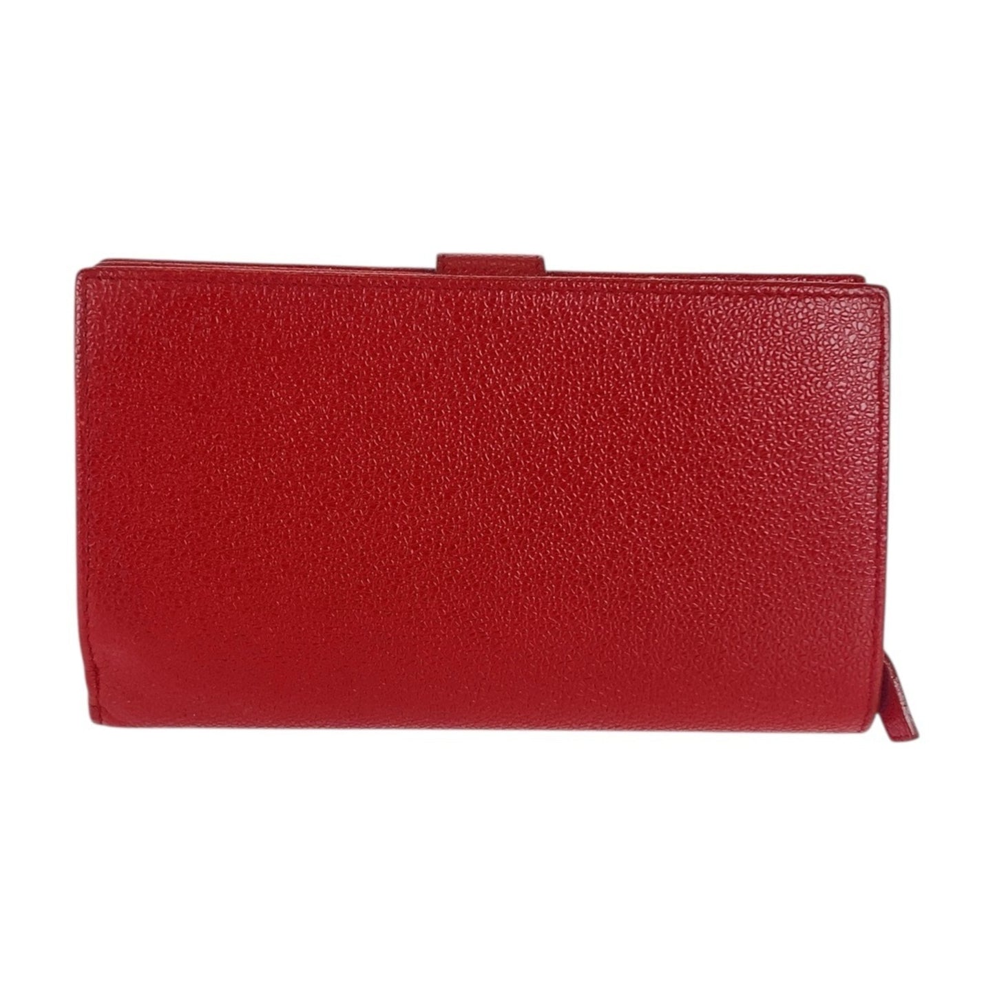 Bvlgari Colore Red Leather Long Wallet With Silver Hardware