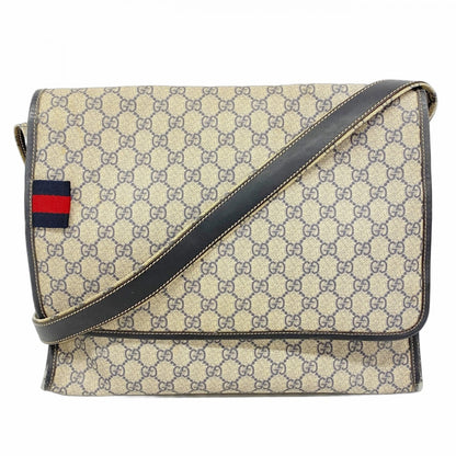 Gucci Gg Supreme Sherry Line Shoulder Bag 246411 Navy Beige
