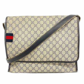 Gucci Gg Supreme Sherry Line Shoulder Bag 246411 Navy Beige