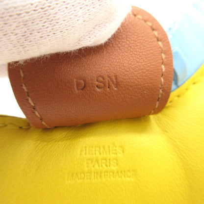 Like New Herms Rodeo Mm Bag Charm Keychain In Anjou Milo Jaune-Naples/Cleste Gold With D Stamp