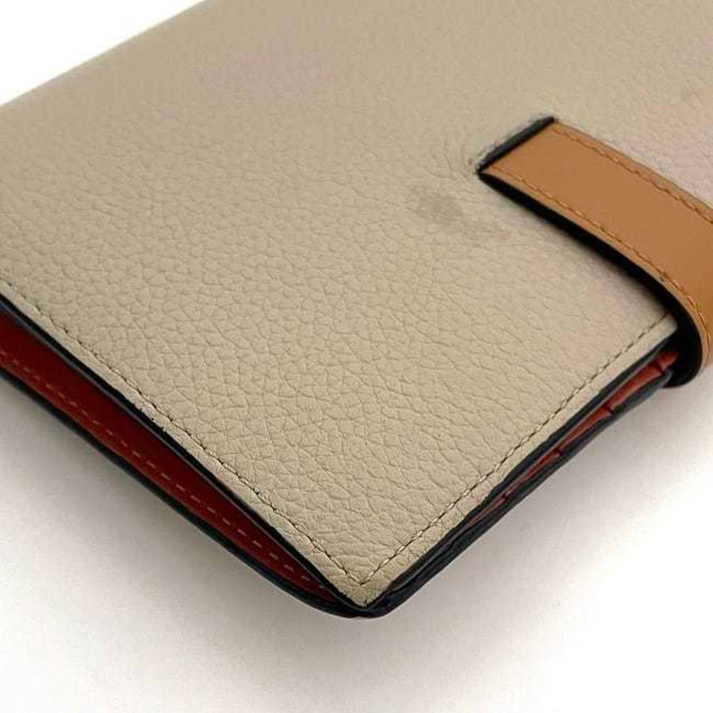 Loewe Bi-Fold Wallet Vertical Small Ec-23121 Beige Camel Brown Salmon Pink Anagram C660S87X01