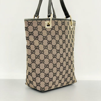 Gucci Tote Bag Gg Canvas 002 1099 Brown Black Champagne