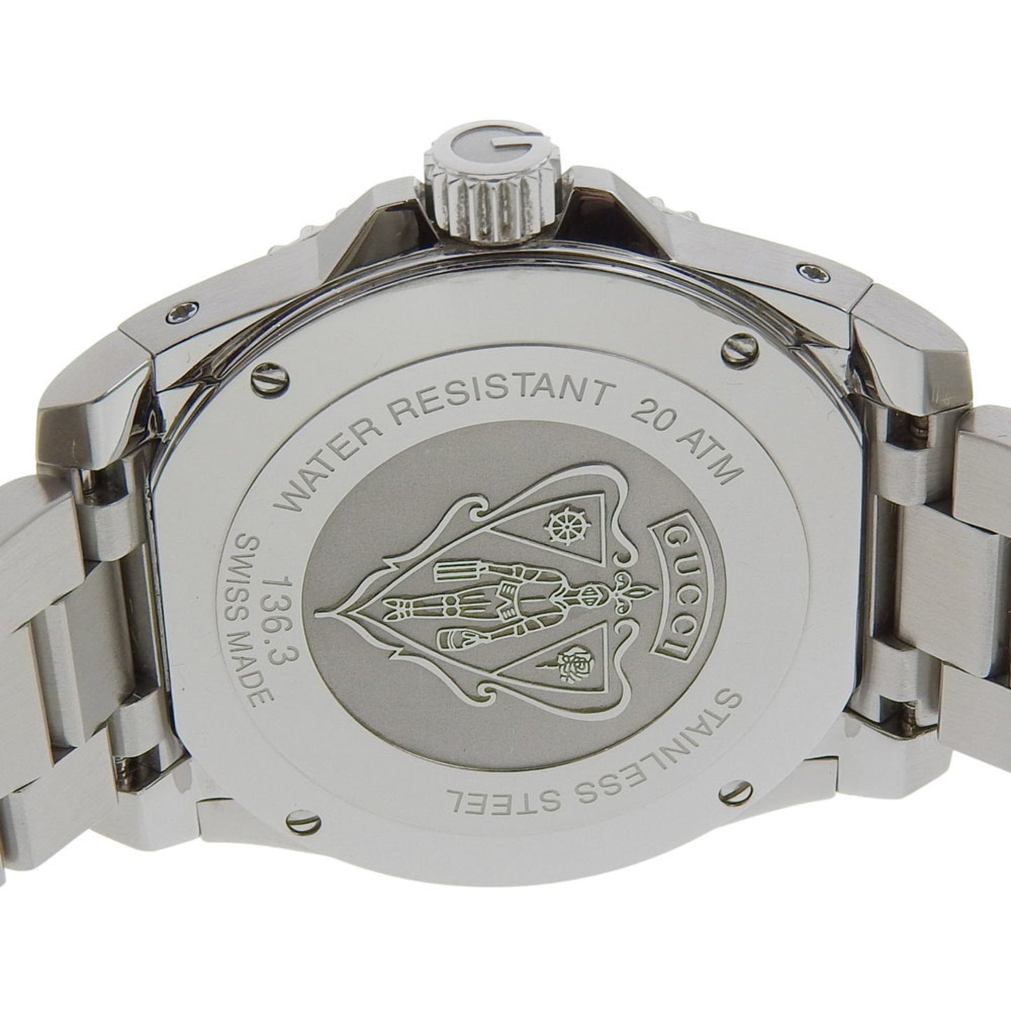 Gucci Dive 200M Date 136 3 Ya136311 Blue Dial Stainless Steel Quartz Watch 40Mm