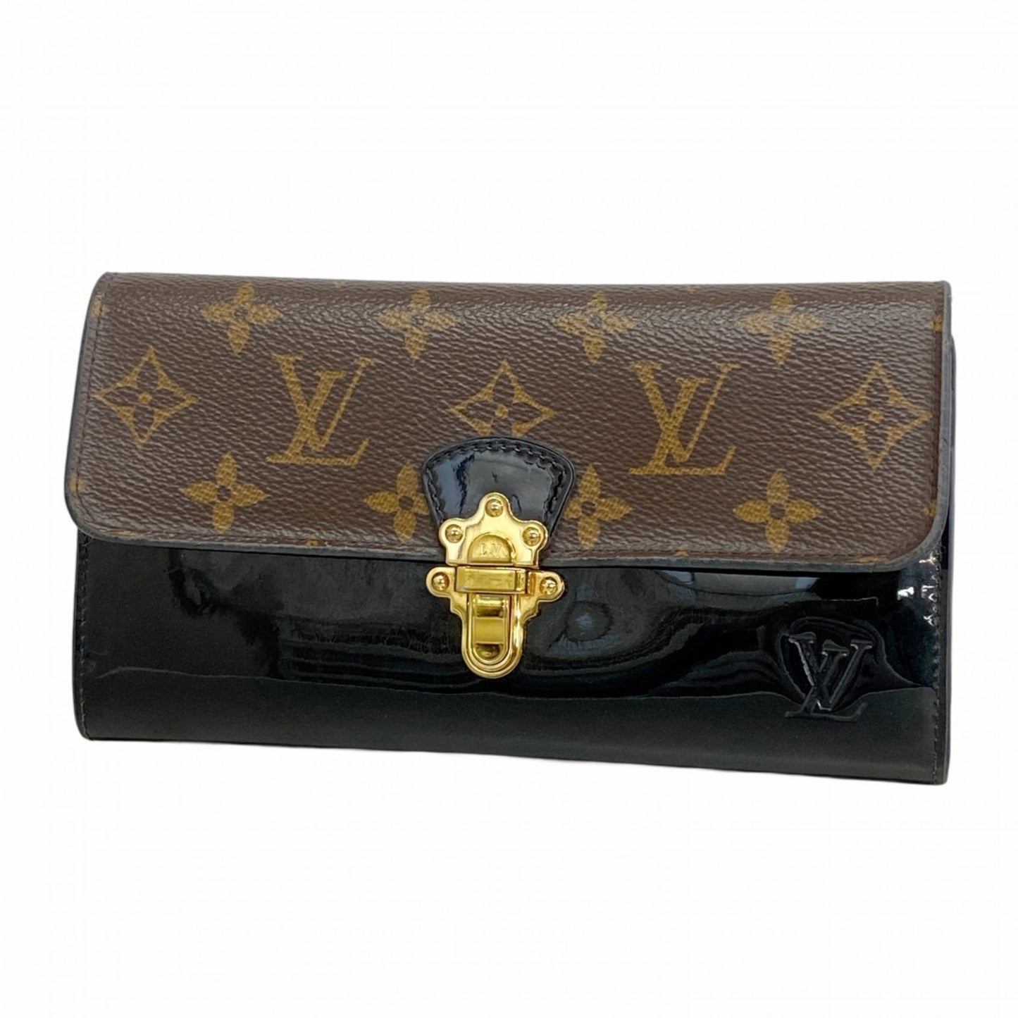 Louis Vuitton Monogram Portefeuille Cherrywood Long Wallet M62558 Black/Brown