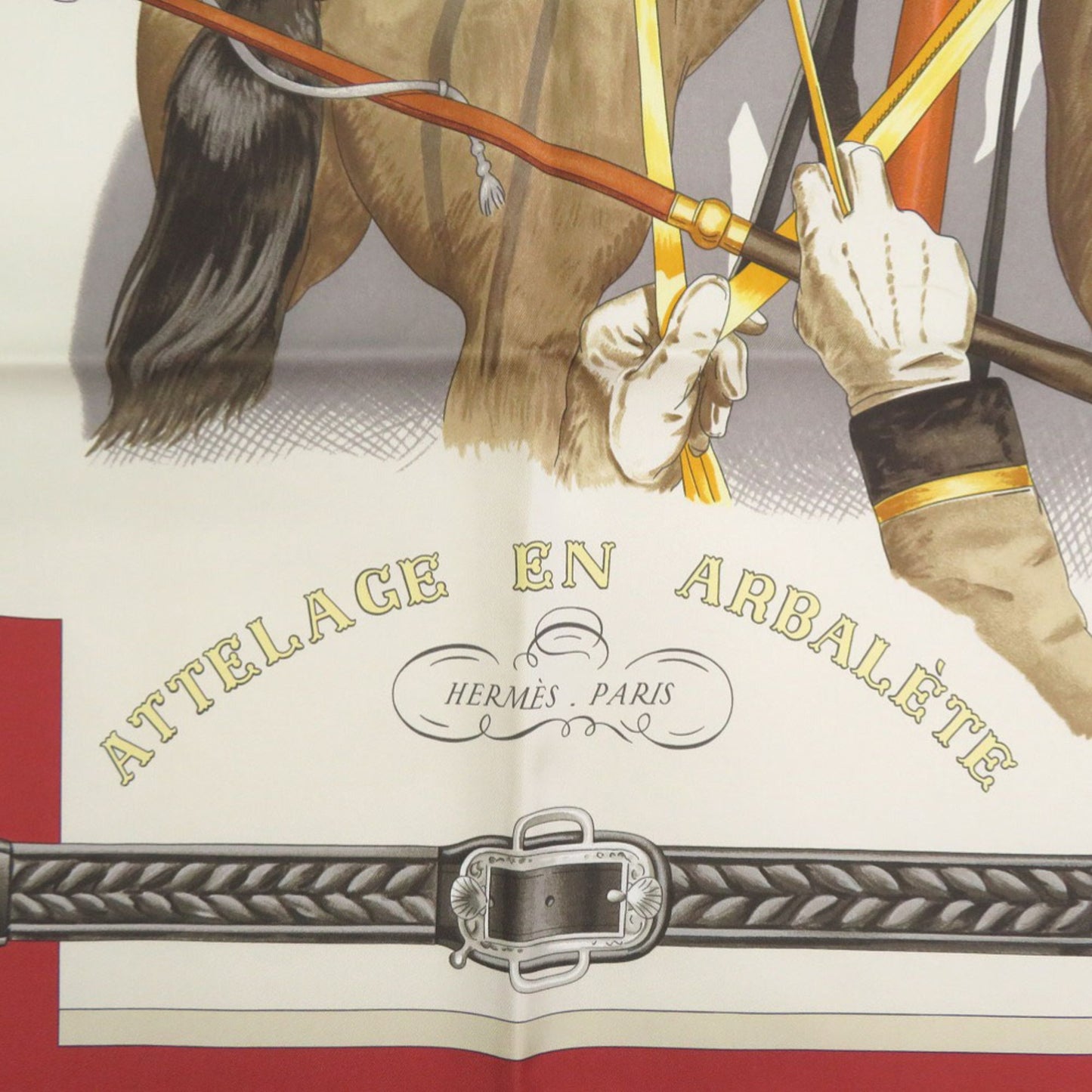 Unused Herms Carr 90 Attelage En Arbalete Bow-Shaped Silk Multicolor Scarf Muffler 1546 Hermes