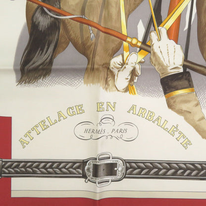 Unused Herms Carr 90 Attelage En Arbalete Bow-Shaped Silk Multicolor Scarf Muffler 1546 Hermes