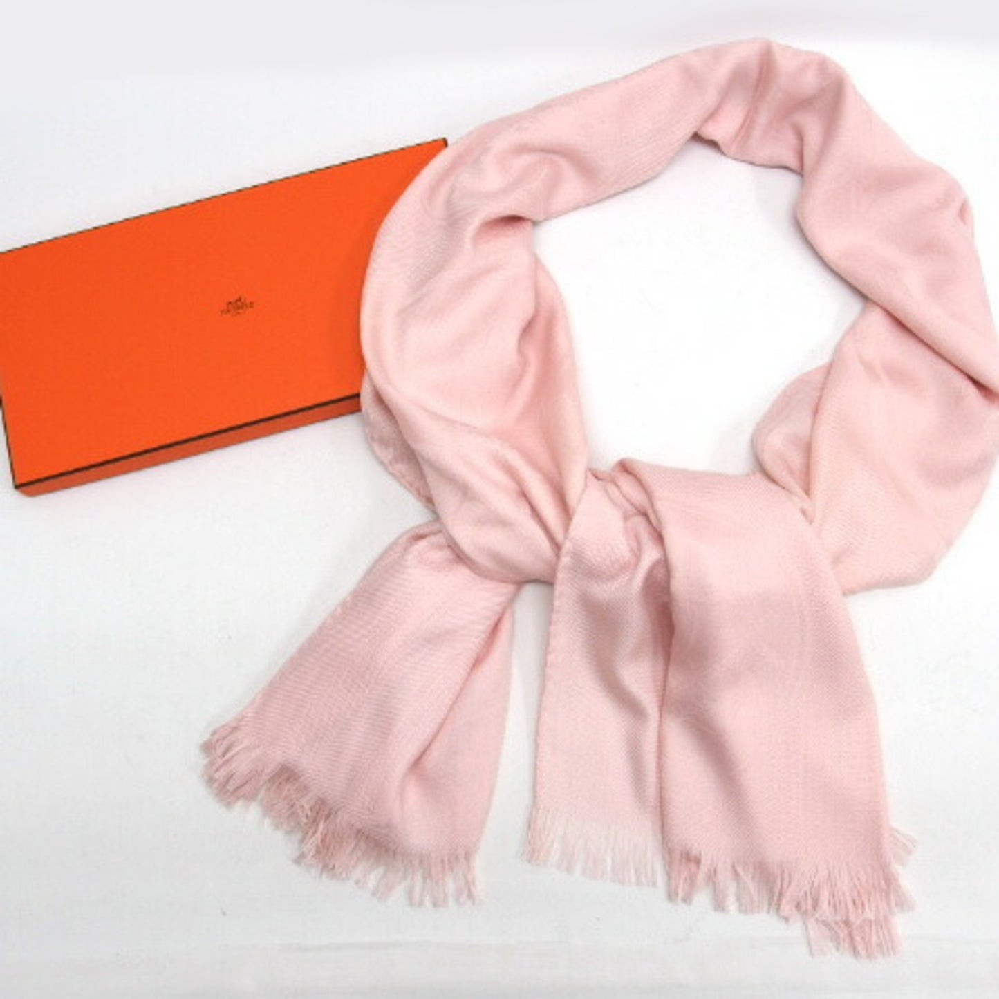 Hermes New Libris Large Stole Scarf Shawl Light Pink
