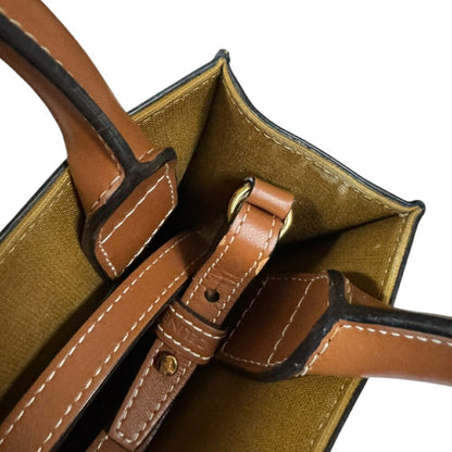Celine Mini Vertical Cabas Triomphe Shoulder Bag Coated Canvas 194372 Brown
