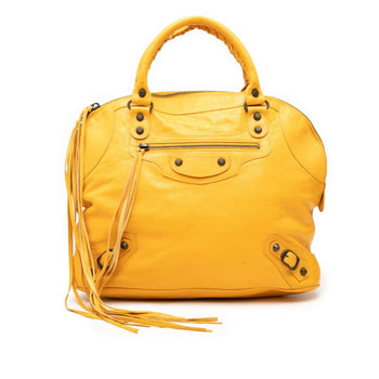 Balenciaga Classic Bowling Handbag 299202 Yellow Leather