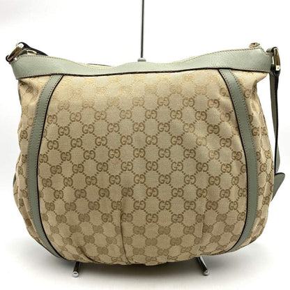 Gucci 204940 Shoulder Bag Gg Canvas Leather Abby Beige Green