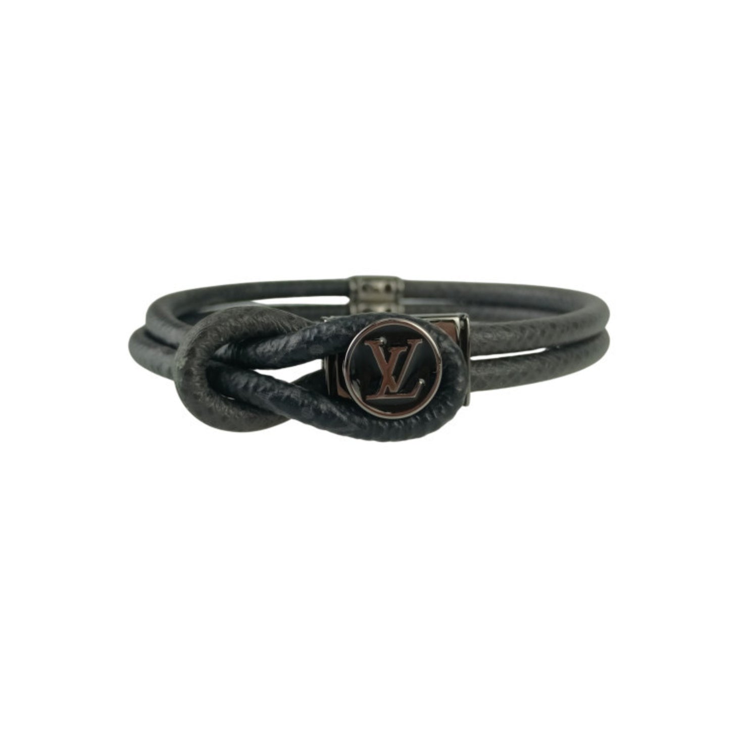 Louis Vuitton Monogram Eclipse Taiga Loop It Bracelet M6780 Black Leather