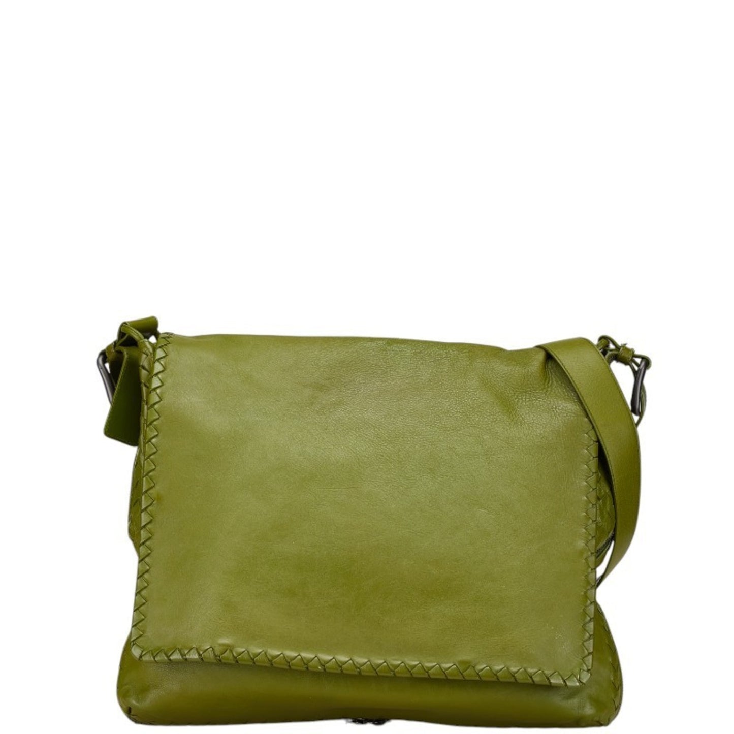 Bottega Veneta Intrecciato Crossbody Shoulder Bag In Green Leather