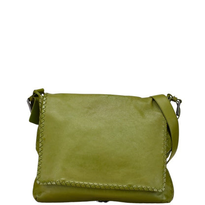 Bottega Veneta Intrecciato Crossbody Shoulder Bag In Green Leather