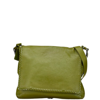 Bottega Veneta Intrecciato Crossbody Shoulder Bag In Green Leather