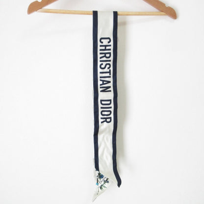 Christian Dior Mitzah Millefiori Floral Silk Scarf/Muffler In Navy