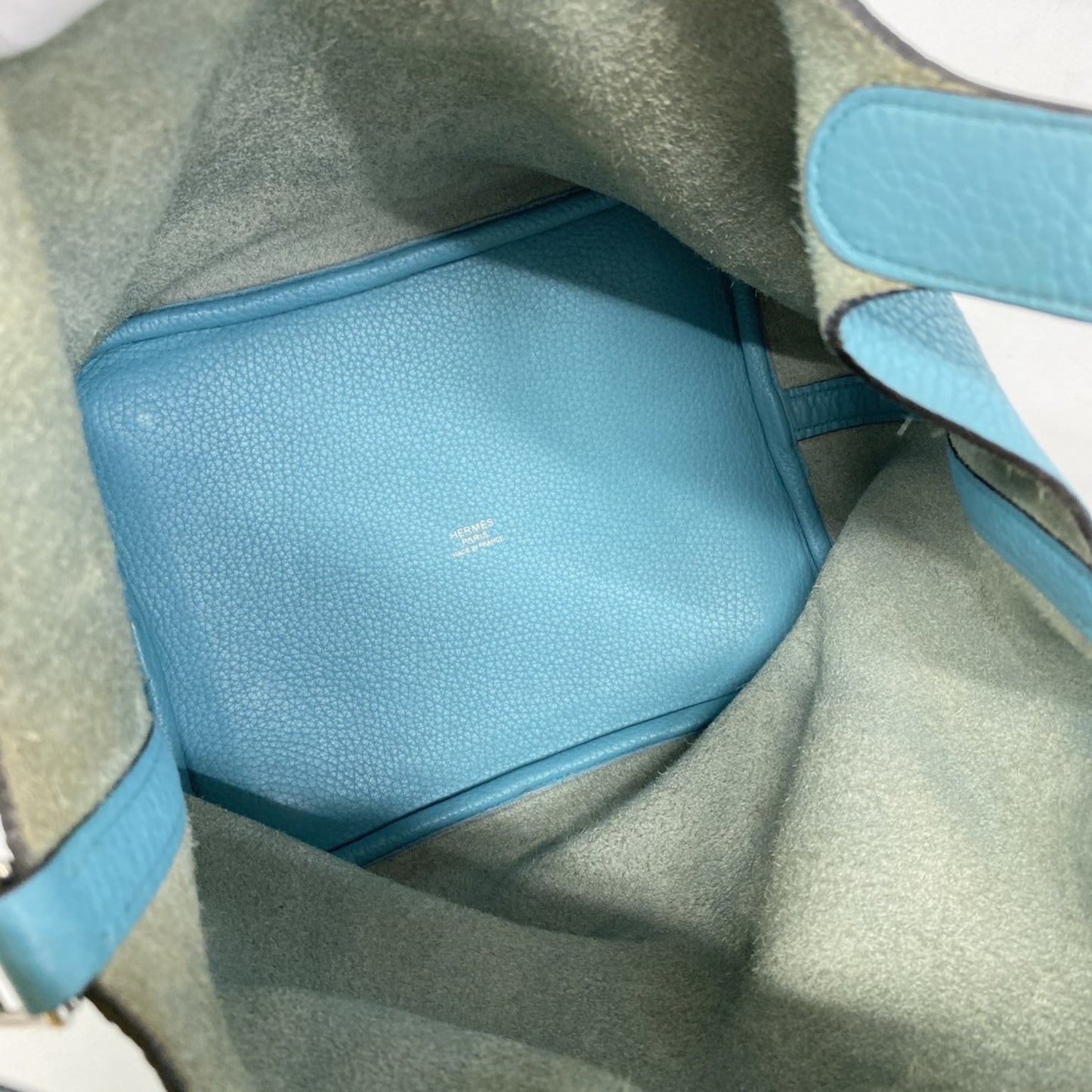 Hermes Herms Picotin Lock Mm Handbag In Taurillon Clemence Blue Atoll