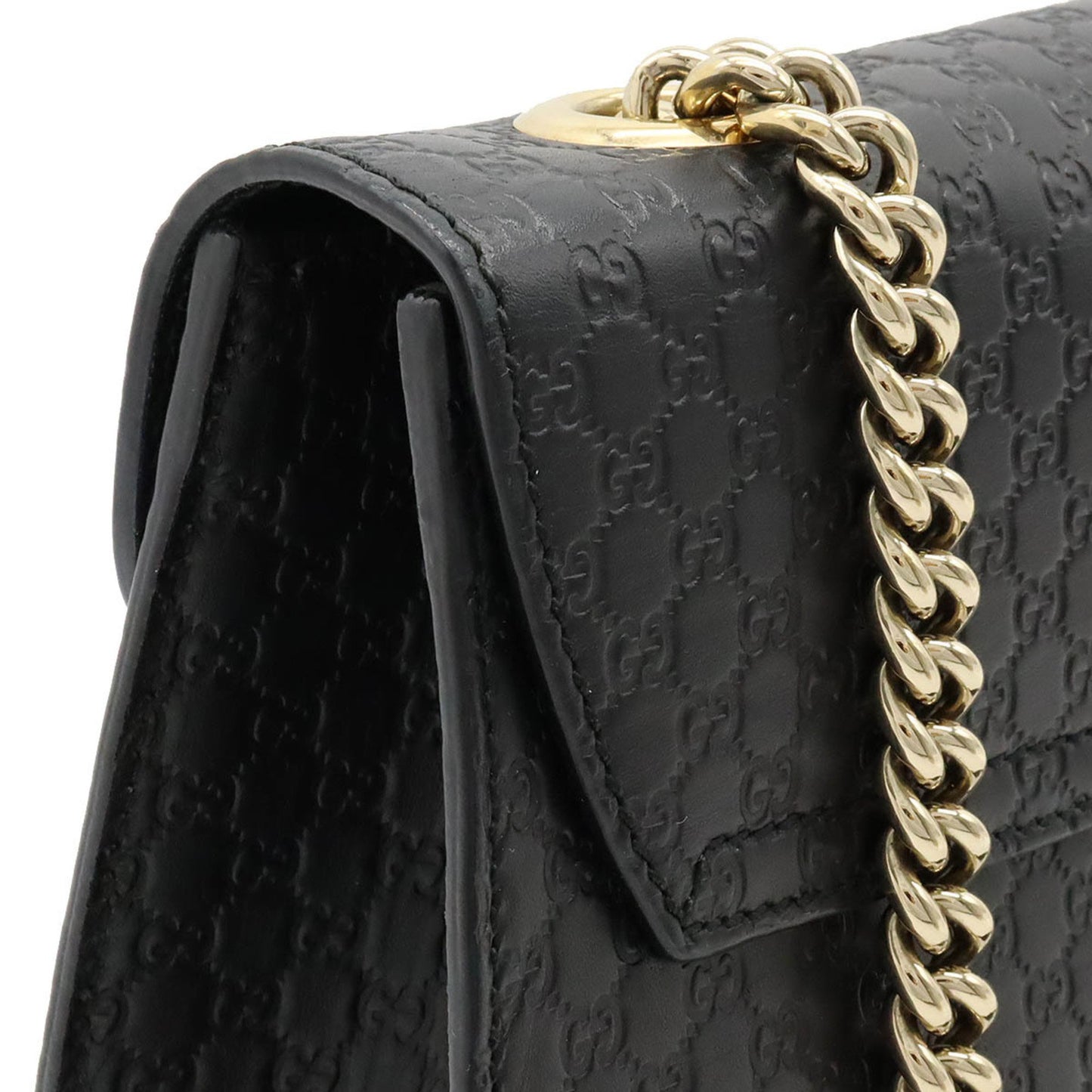 Gucci Micro Guccissima Emily Shoulder Bag Chain Tassel Leather Black 449635