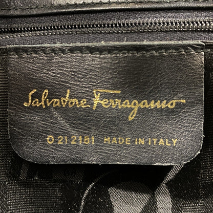 Salvatore Ferragamo Gancini Leather Handbag In Black