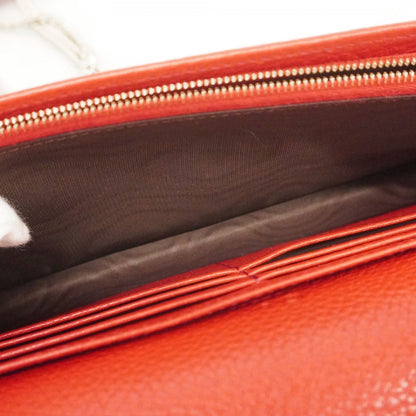 Gucci Interlocking G Shoulder Wallet 598211 Leather Red Champagne