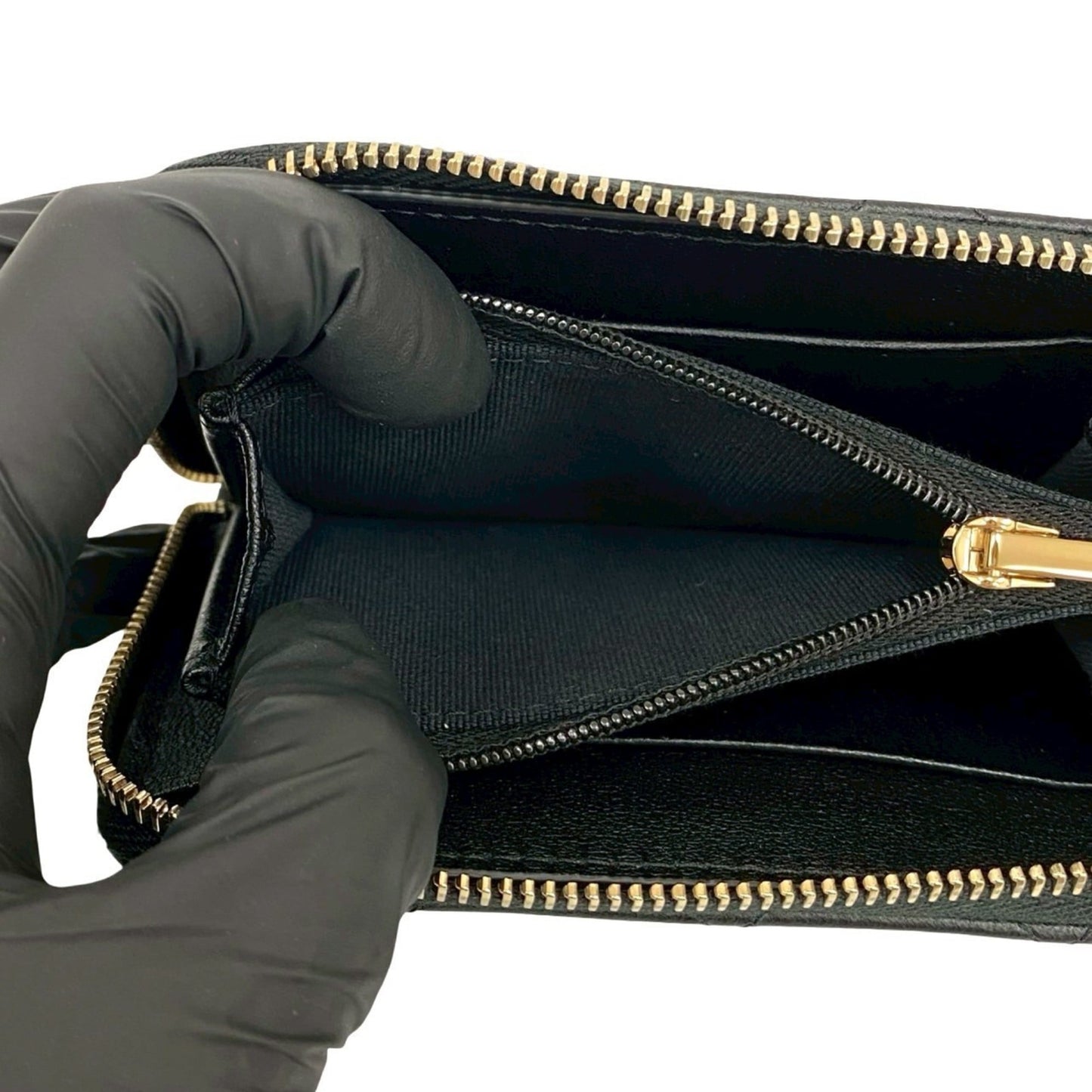 Unused Chanel Matelasse Coco Mark Rhinestone Lambskin Coin Case Wallet Black 21588