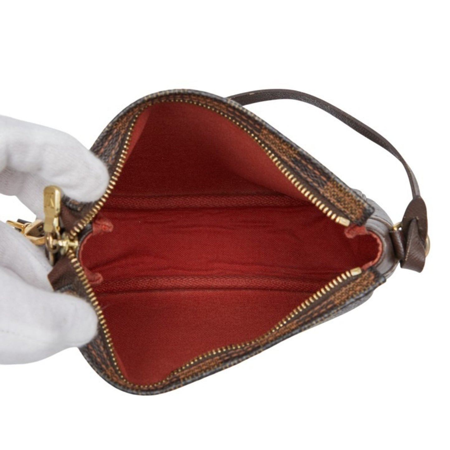 Louis Vuitton Damier Truss Makeup Accessory Pouch Shoulder Bag N51982 Brown Leather