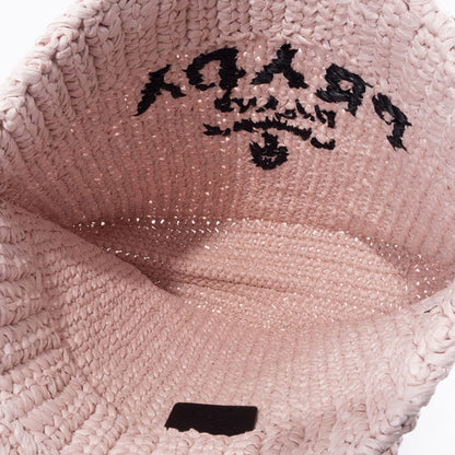 Prada Small Crochet Tote Bag 1Bg422 Raffia-Like Pink