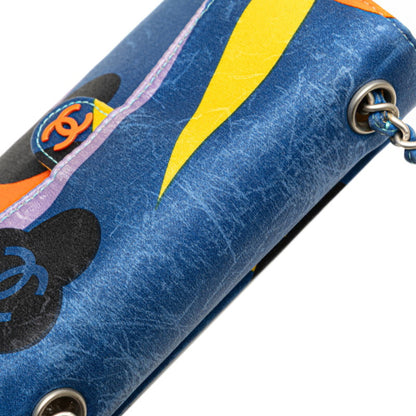 Chanel Coco Mark Print Mini Chain Shoulder Bag In Blue Multicolored Satin