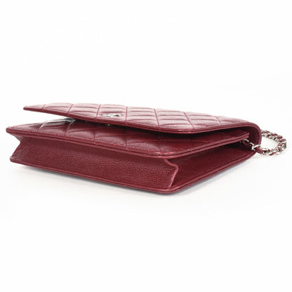 Chanel Coco Mark Matelasse Chain Wallet Caviar Skin A33814 Red