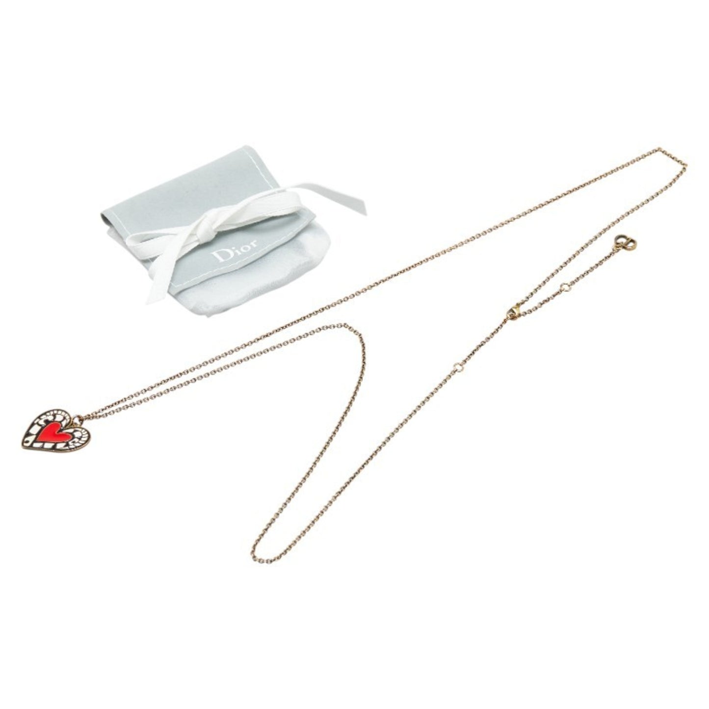 Christian Dior Dior Heart Long Necklace Gold Multicolor Plated