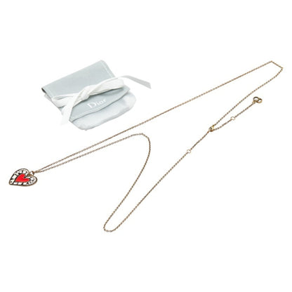 Christian Dior Dior Heart Long Necklace Gold Multicolor Plated