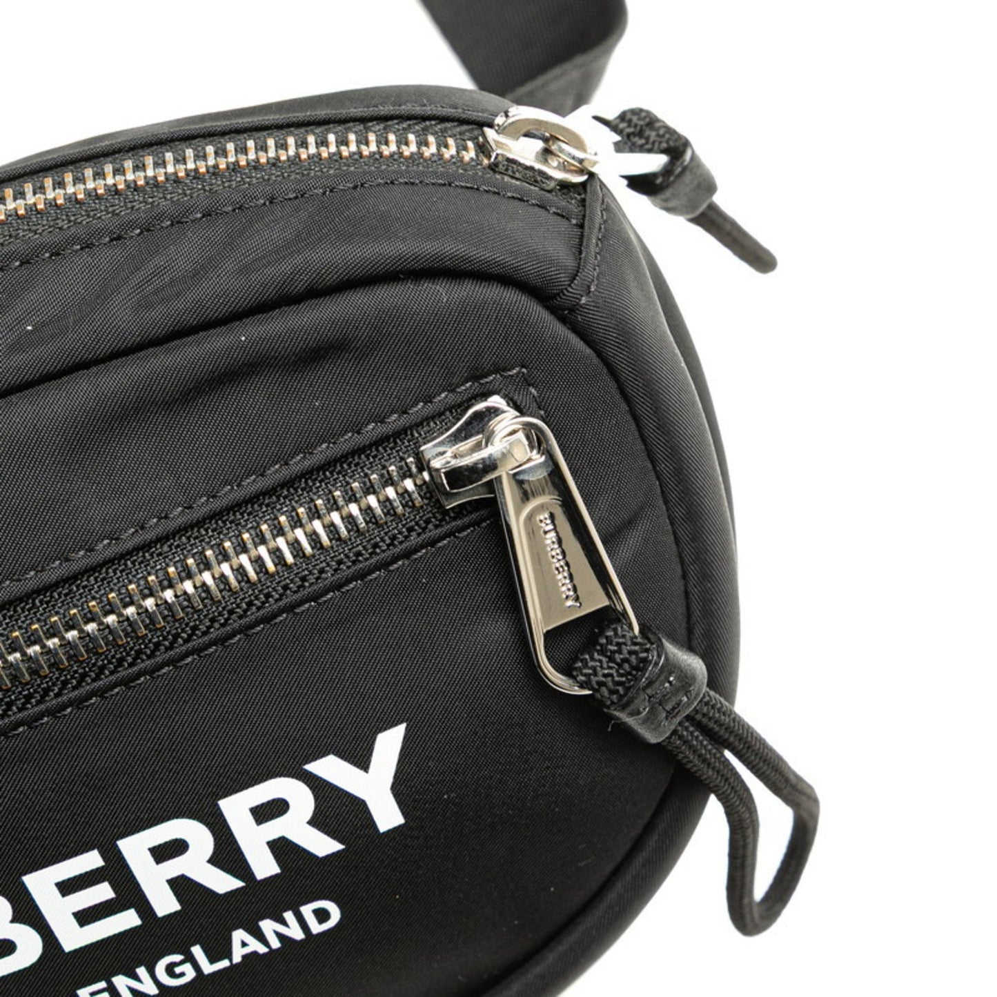 Burberry Canon Logo Print Body Bag Belt Bum 8021091 Black White Nylon