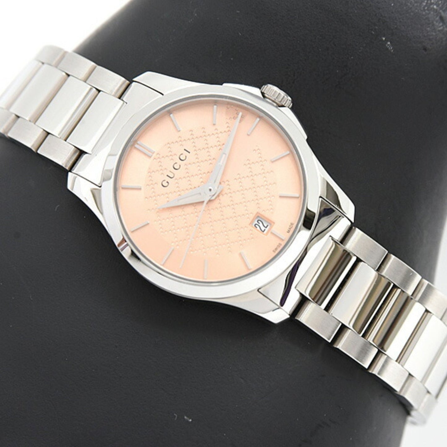 Gucci Women'S G-Timeless Battery-Operated Watch With Salmon Pink Dial And Stainless Steel Case