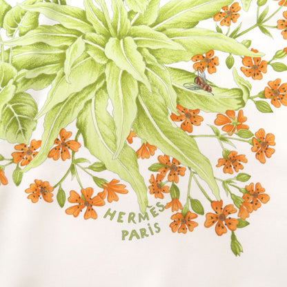 Herms Carr 90 La Prairie Prairie Silk White Scarf Muffler 0136 Hermes