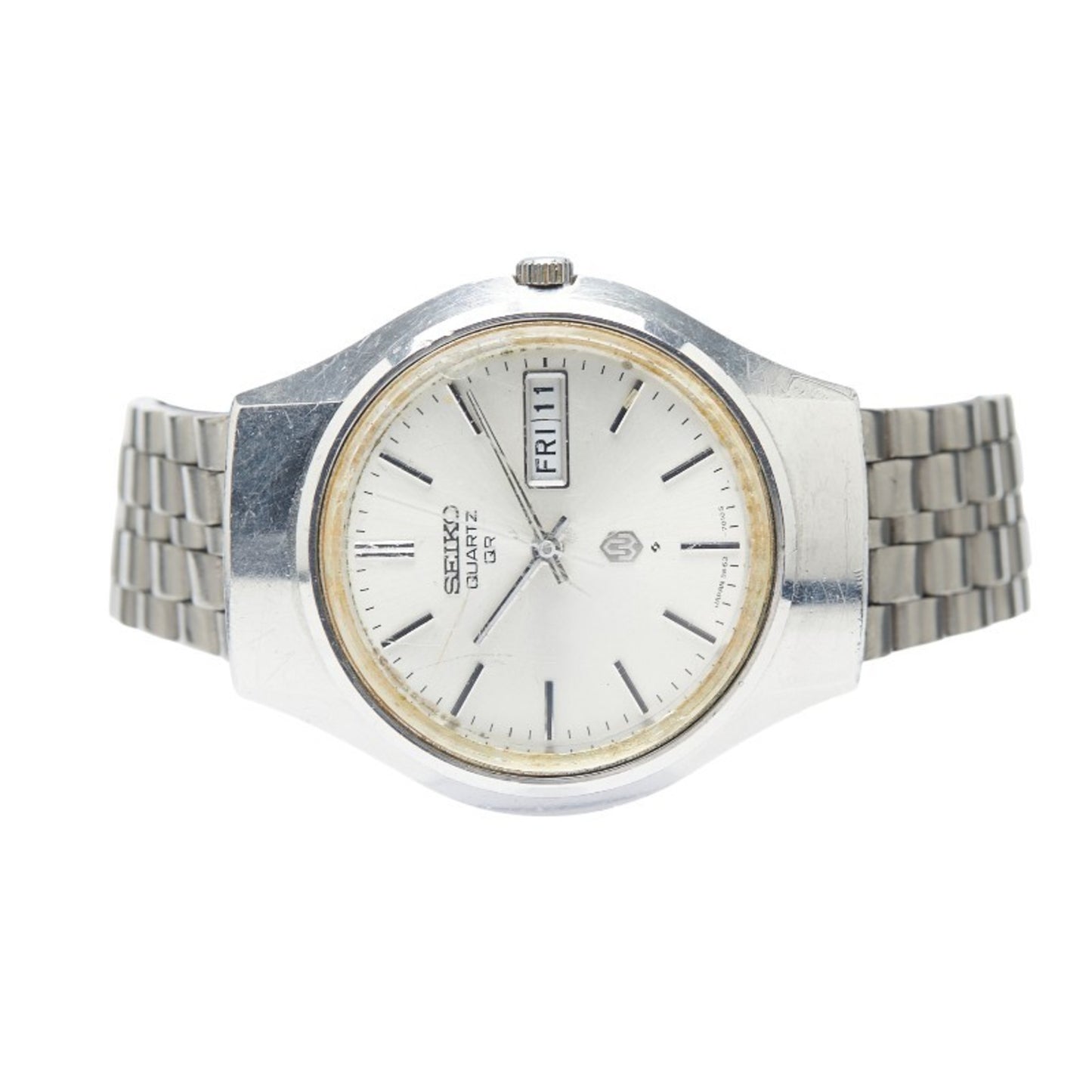 Seiko 3-Hand Day-Date Watch 3863-7010 Quartz Silver Dial Stainless Steel