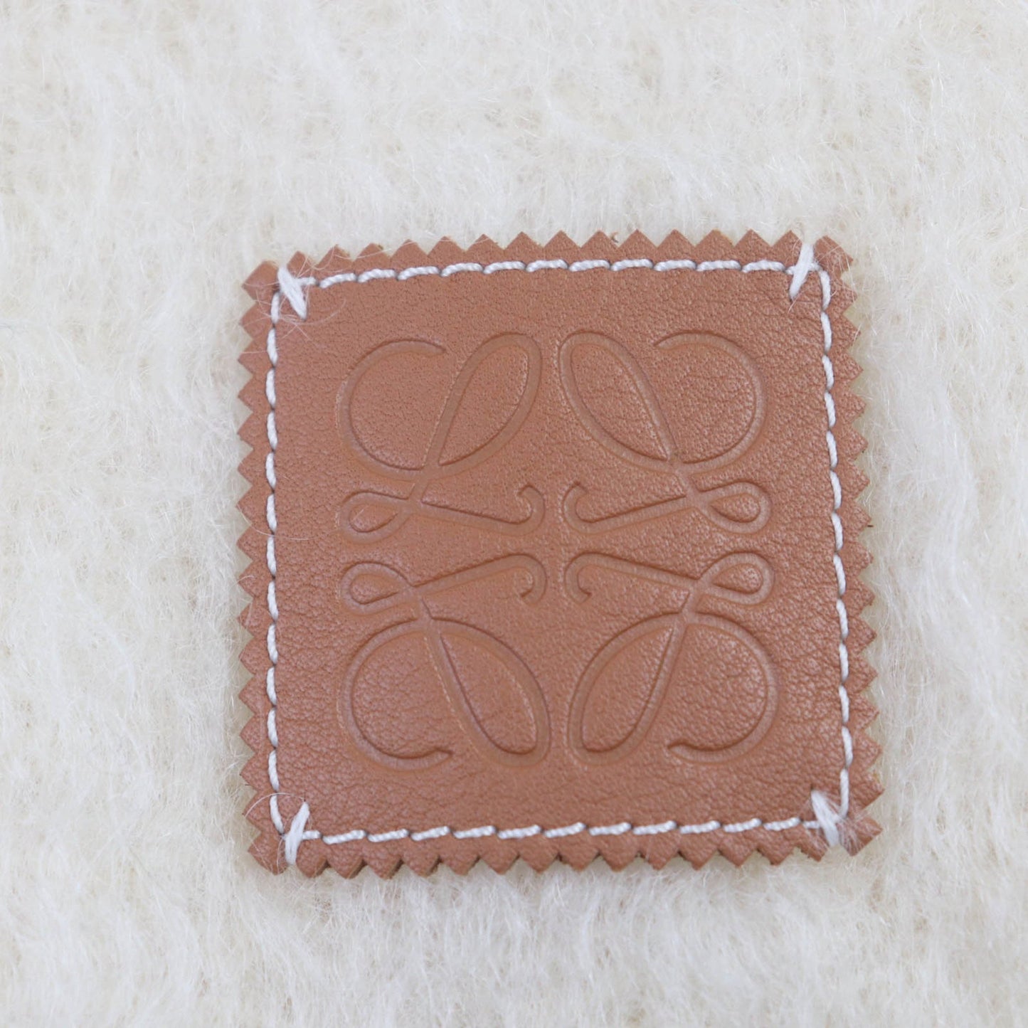 Loewe Women'S Large Mohair Wool Shawl With Anagram Leather Patch And Fringe