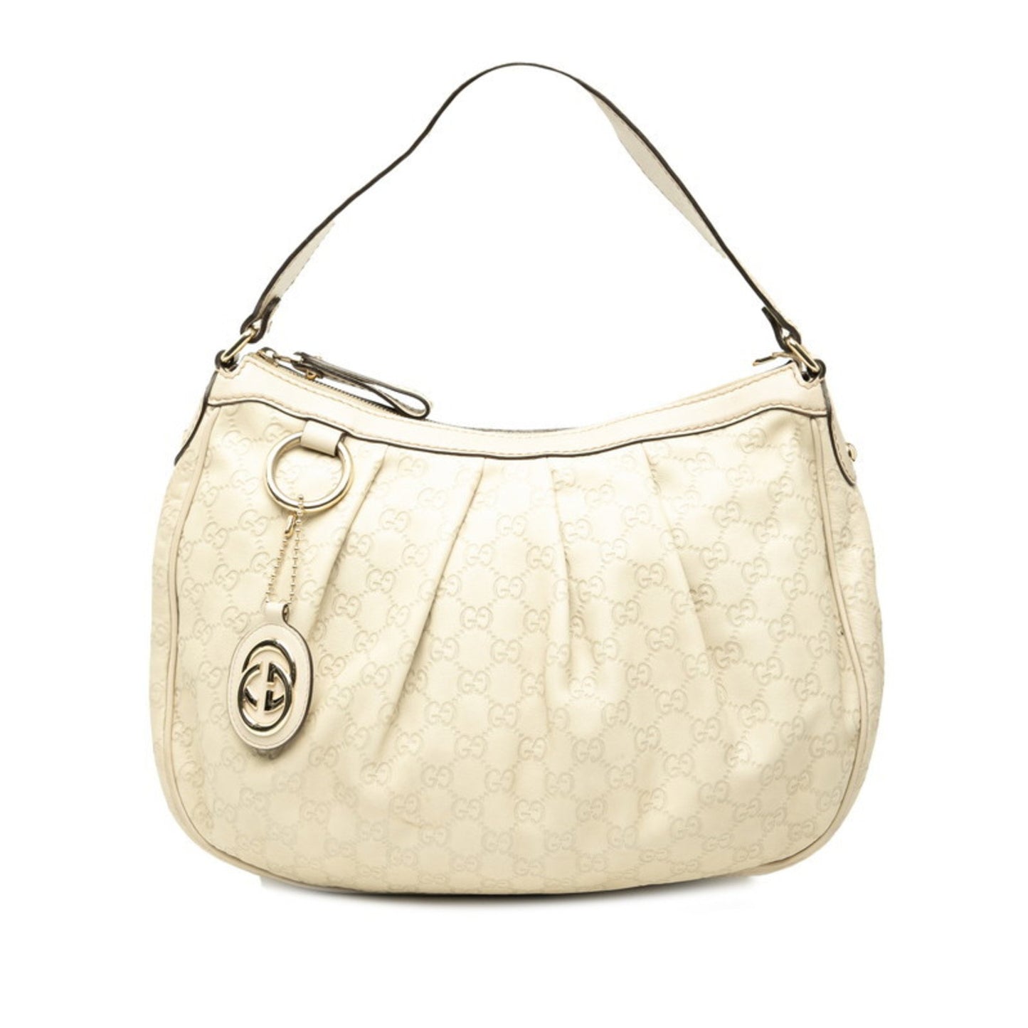 Gucci Guccissima One-Shoulder Bag 232955 Beige Ivory Leather