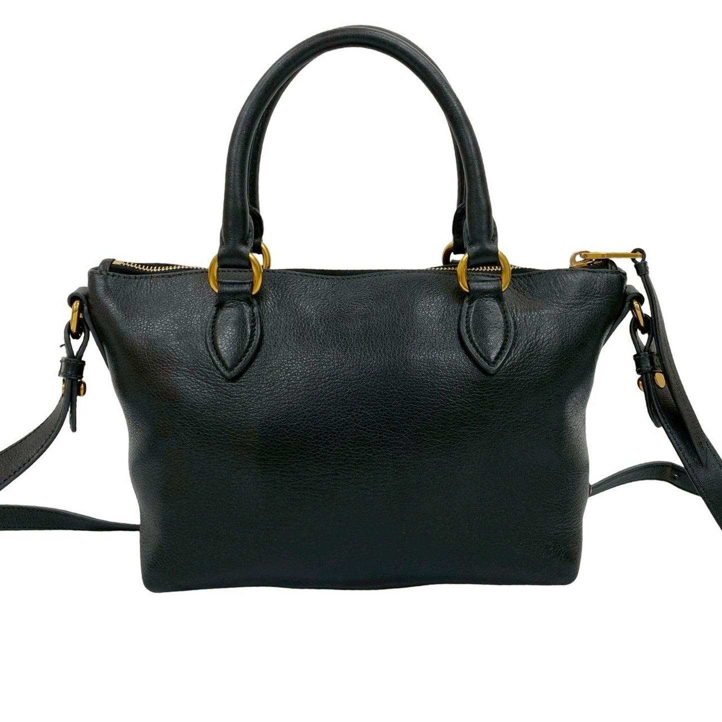 Prada Prada Embossed Triangle Logo Hardware Leather 2-Way Handbag Mini Tote Bag Shoulder Black 58562