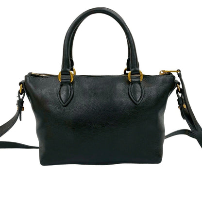 Prada Prada Embossed Triangle Logo Hardware Leather 2-Way Handbag Mini Tote Bag Shoulder Black 58562