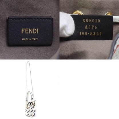 Fendi Handbag Shoulder Bag Montresor Leather Metal White Gold