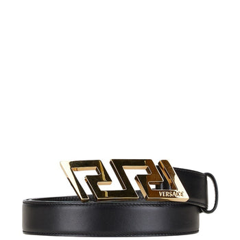 Versace Greca Belt Size: 85/34 Black Gold Leather Plated