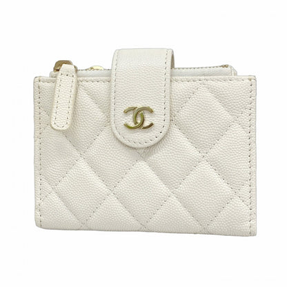 Chanel Wallet/Coin Case Matelasse Caviar Leather White