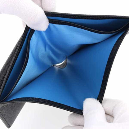 Bvlgari Man Bifold Wallet Grained Leather 30396 Black Blue