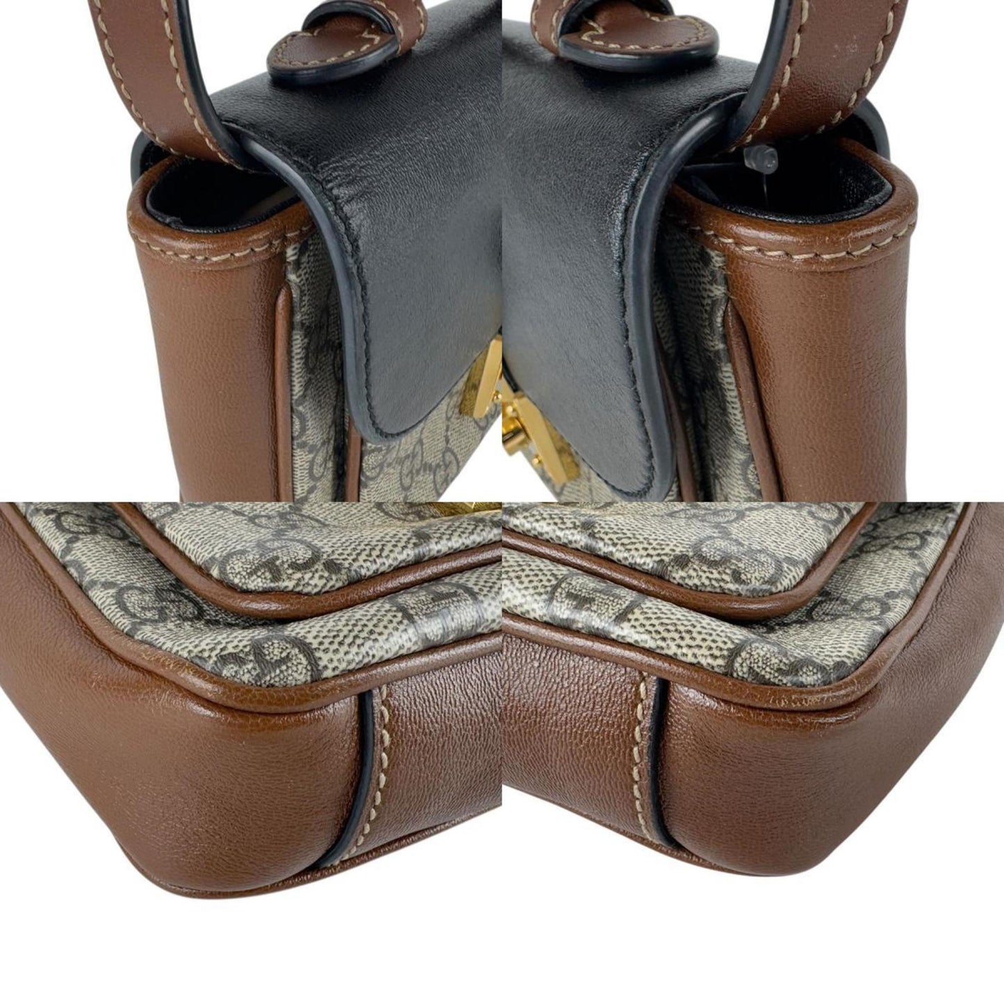 Gucci Gg Supreme Canvas And Leather Shoulder Bag In Brown Black