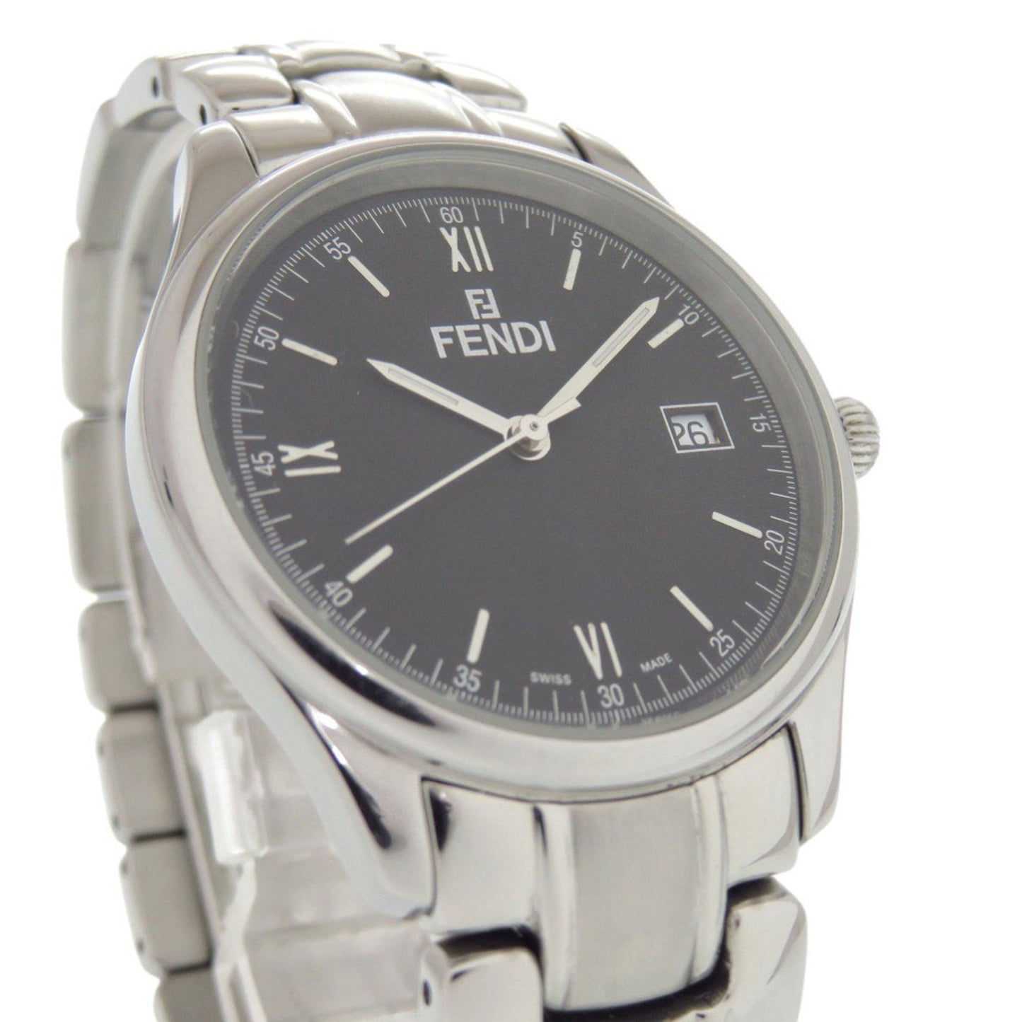 Fendi 210G Stainless Steel Black Dial Silver Quartz Watch 1818 Fendi