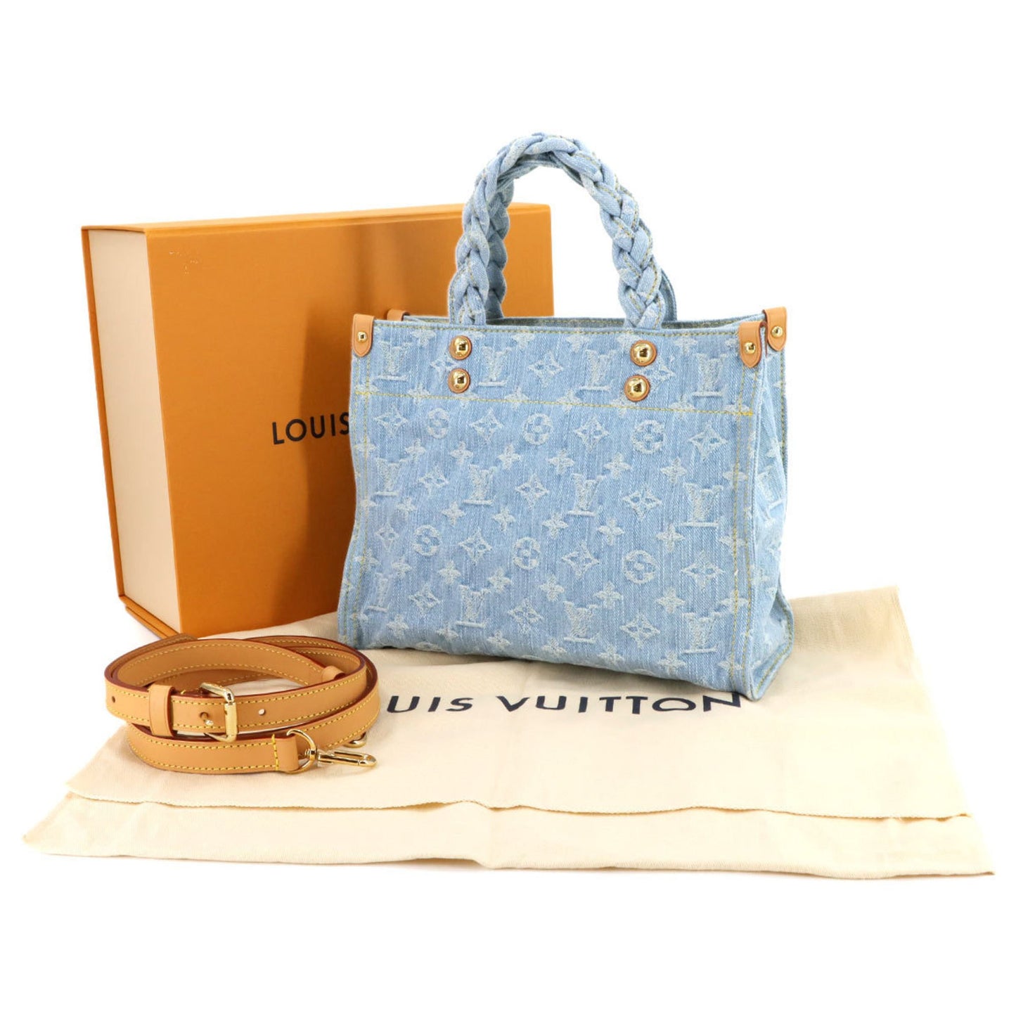 Louis Vuitton Lv By The Pool Let Go 2-Way Hand Shoulder Bag Monogram Denim Sky Blue M24897 Rfid
